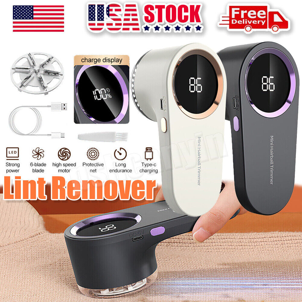 Electric Lint Remover Clothes Fabric Sweater Fuzz Shaver Recharge Power Display